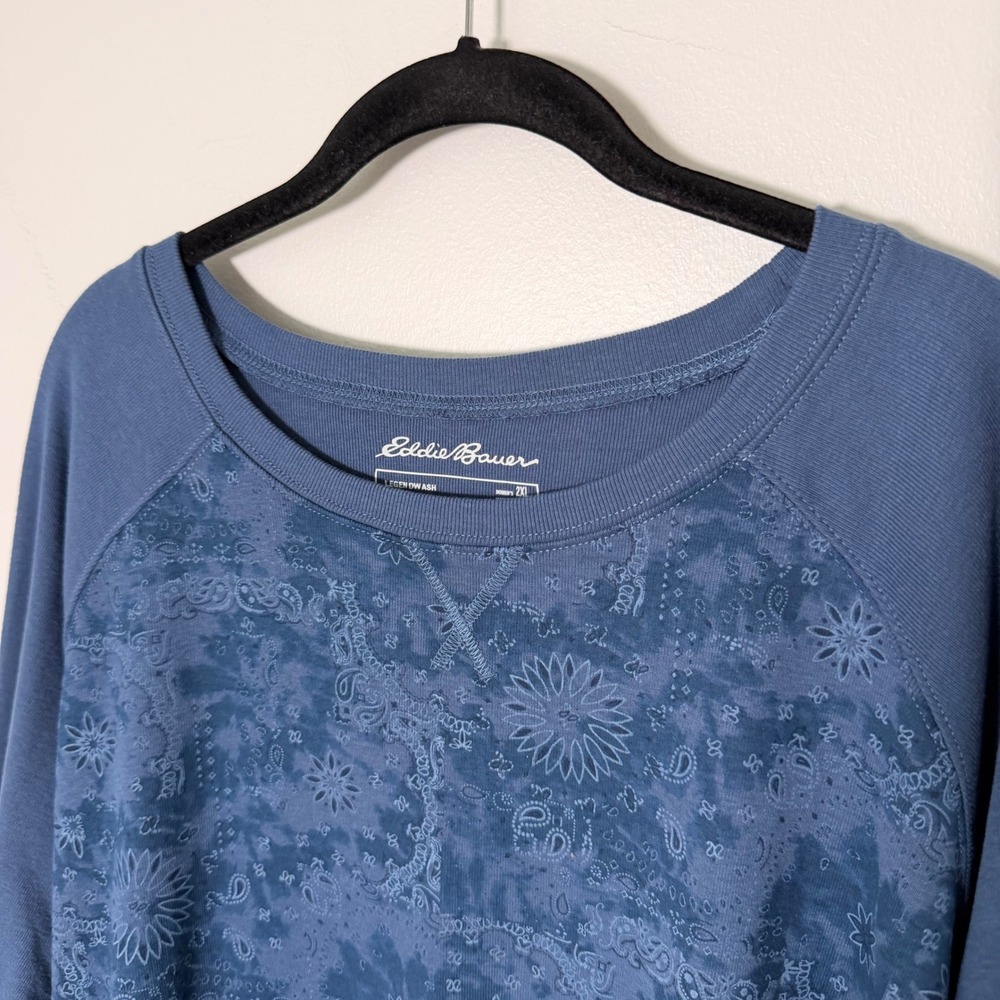 Eddie Bauer‎ Cotton Blend Paisley Ribbed Long Sleeve Tee (2XL) Stretch Comfort - Picture 12 of 14